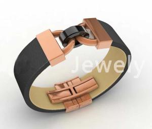 China Top Quality Europe Fashion Stainless Steel Genuine Leather Silicone Bangle Bracelet ADB249 wholesale