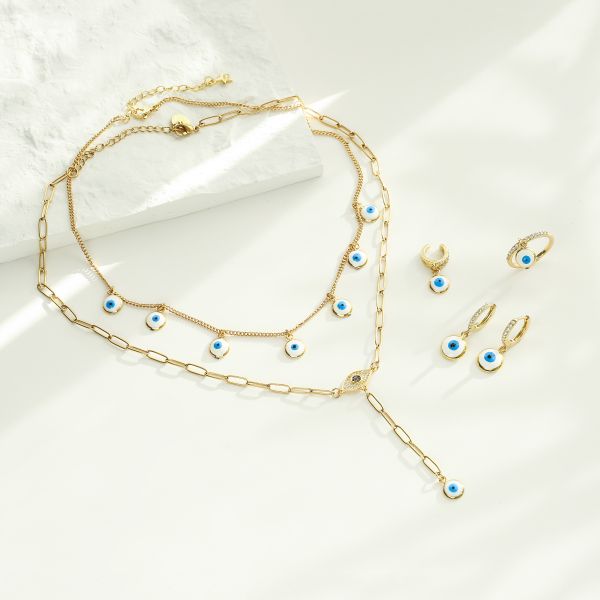 Enamel 18K Gold Jewelry Set