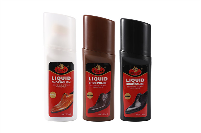 75ml Black Color Liquid Shoe Polish With Sponge Applicator Shoe Shine Care For Combat Boots China Factory OEM