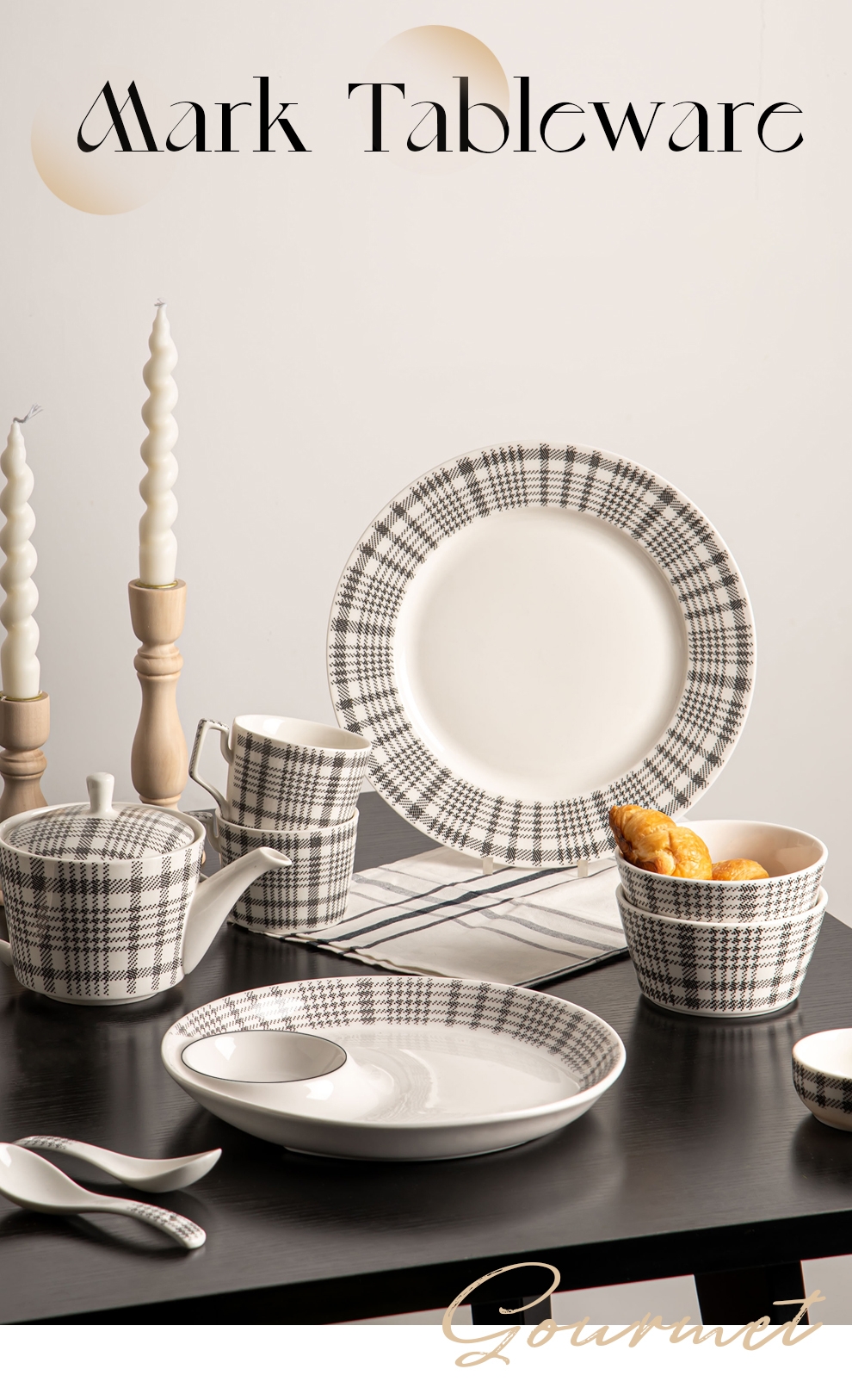 Sustainable Fabric Pattern Dinnerware Set In Modern Nordic Style For Luxury Tableware