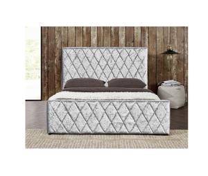 China Crush Light Grey Velvet Bed Frame Fabric Gas Lift Bed With Storage EMC Certificate wholesale