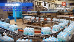 China High Speed Fully Automatic Dual Channel Gantry Palletizer + Paper Separator For Thai Customers In Bottled Water Production Line wholesale