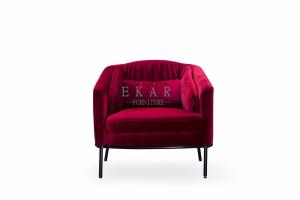 China Upholstered Maroon Velvet Arm Modern Design Leisure Chair Waiting Chair wholesale