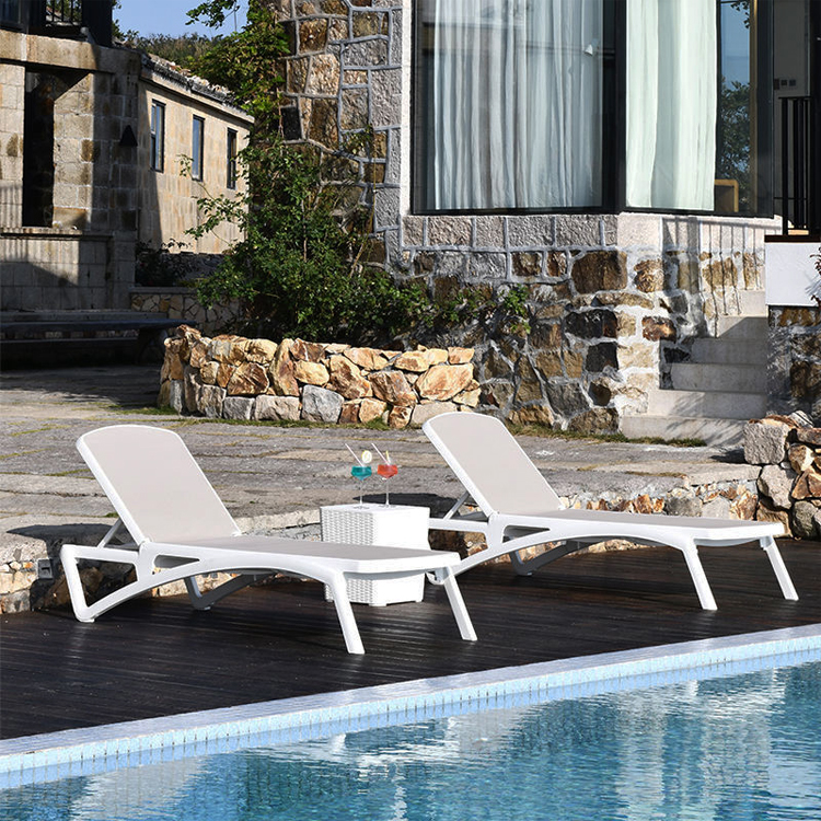 Outdoor Garden Plastic Teslin Stackable Chaise Sun Lounger Chair for Hotel Beach Patio