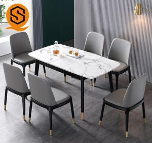 China Oilproof Rectangle Restaurant Dining Table Marble Stone Tabletop wholesale