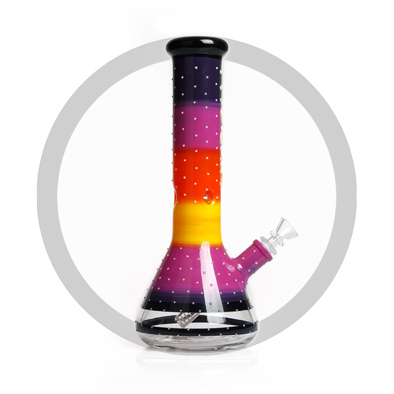 13 Inches Colorful Glass Beaker Bubbler Bong 7mm Thickness Hand Blown Bongs
