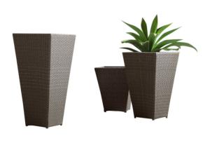 China Anti Rust Aluminum Frame Rattan Tall Outsite Flower Pots wholesale