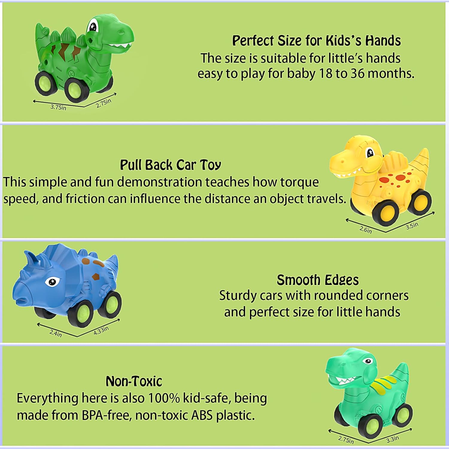 18M Kids Toddler Friction Power Dino Car Toy Perfect Christmas Birthday Surprise Gift