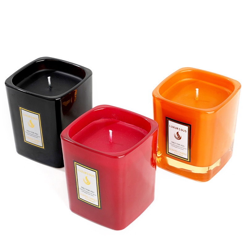 Private Label Square Glass Jar Scented Candle Handmade with 48 Hours Burning Time
