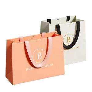 China ODM Grapefruit Color Paper Garment Bags Custom Printed Paper Take Out Bags wholesale