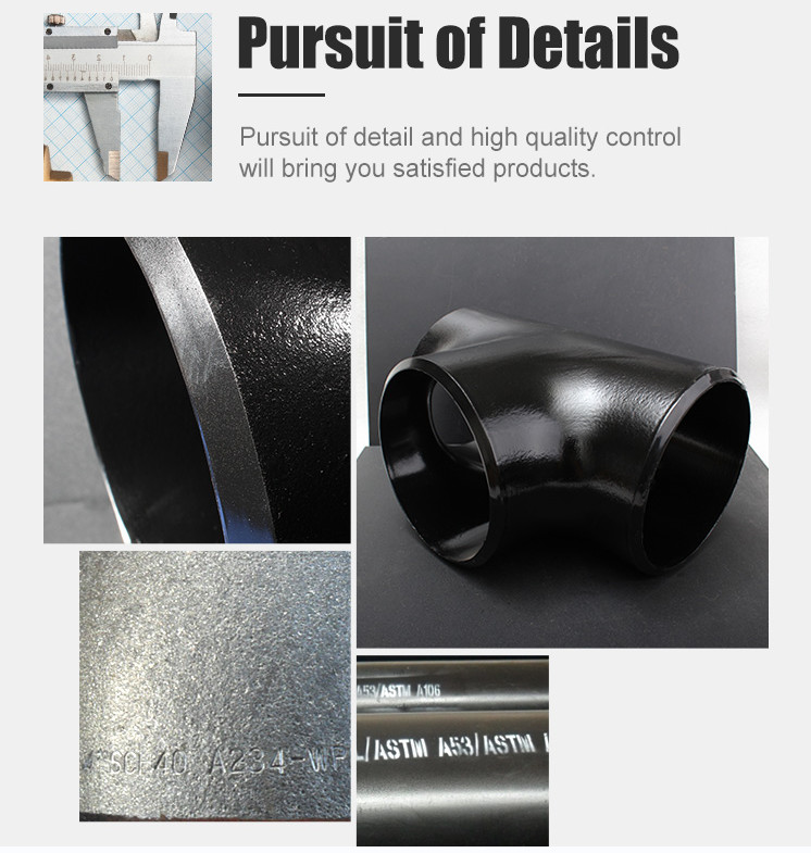 SS400 Straight Pipe Fitting Tee ASTM A234 WPB Carbon Steel MS Equal EN10253