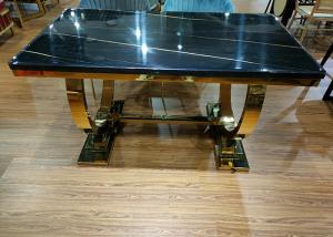 China Simple Leisure 150cm Stainless Steel Marble Dining Table wholesale