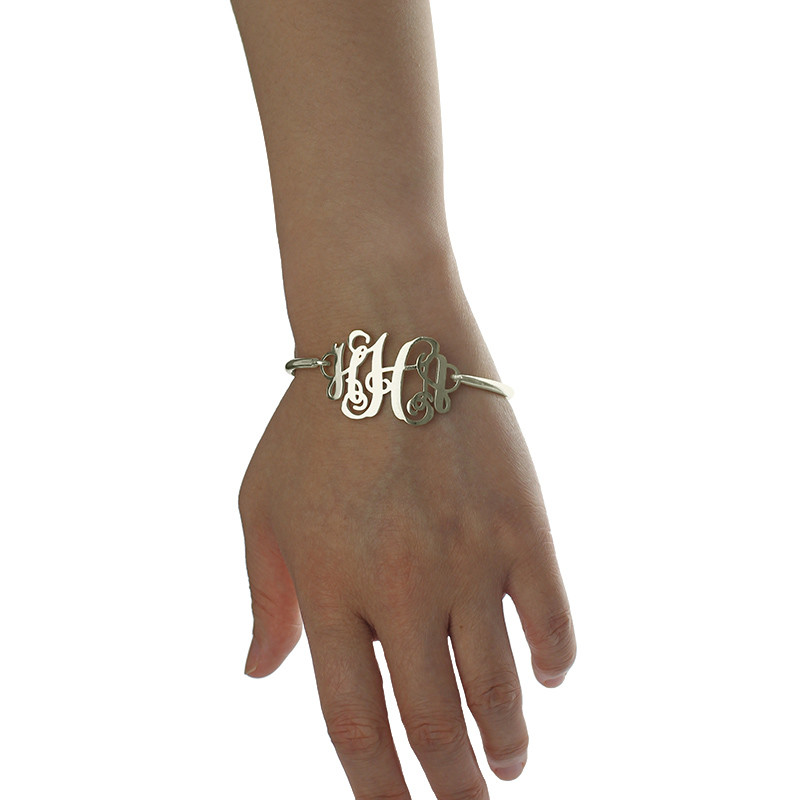 1.25" 0.03lb Custom Silver Bracelets Customized Name Bangles SGS