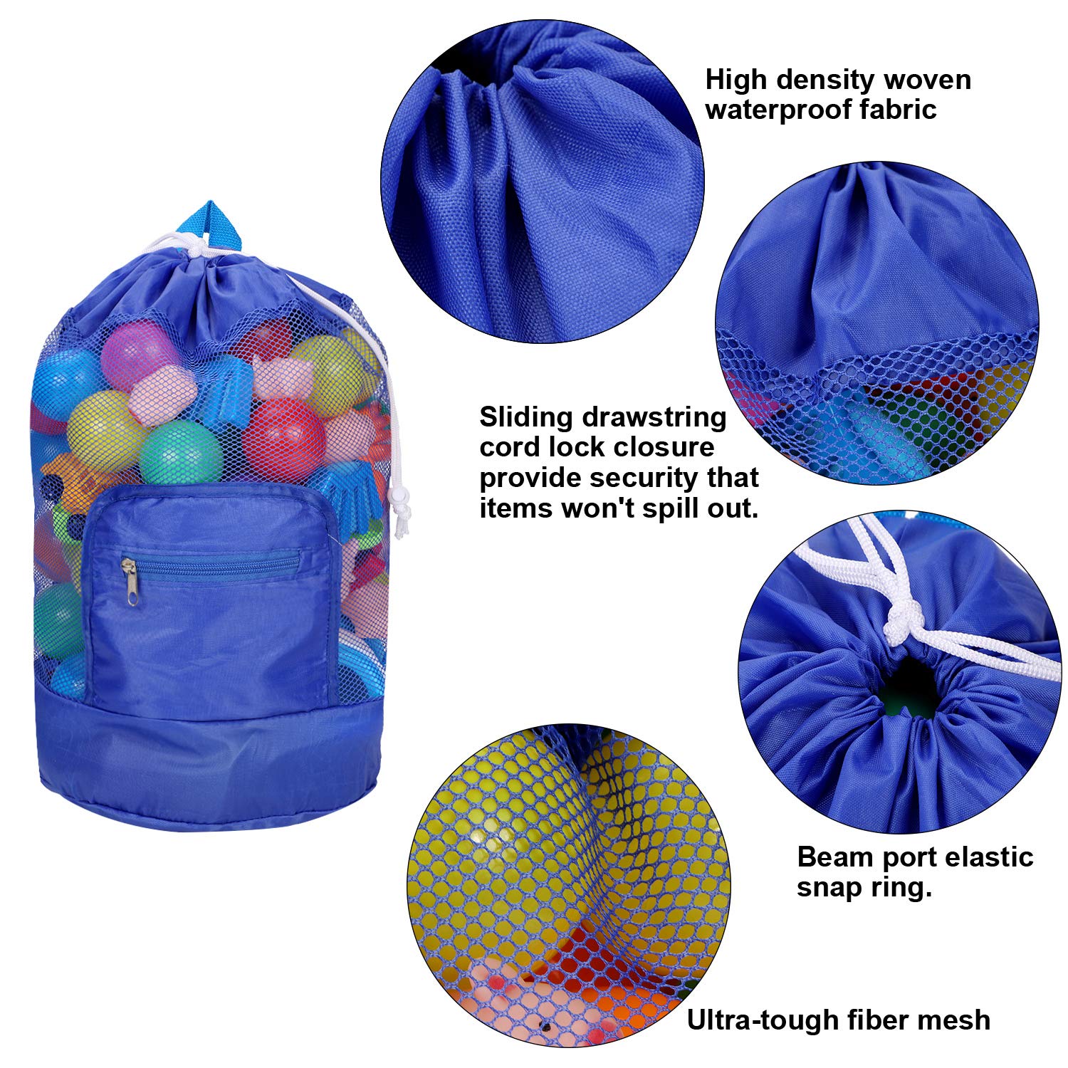 Drawstring Beach Bag Tote Backpack Foldable Design Space Saving Outdoor Activity