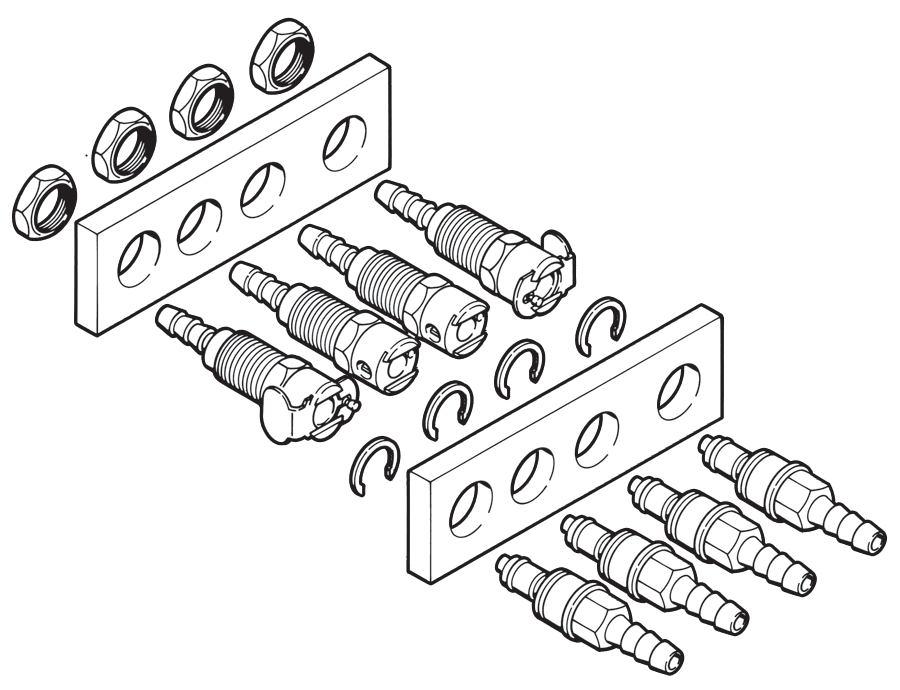 Multi-Mount Multi-Line Coupling 3-5 Way Industrial Couplings in Acetal & Brass