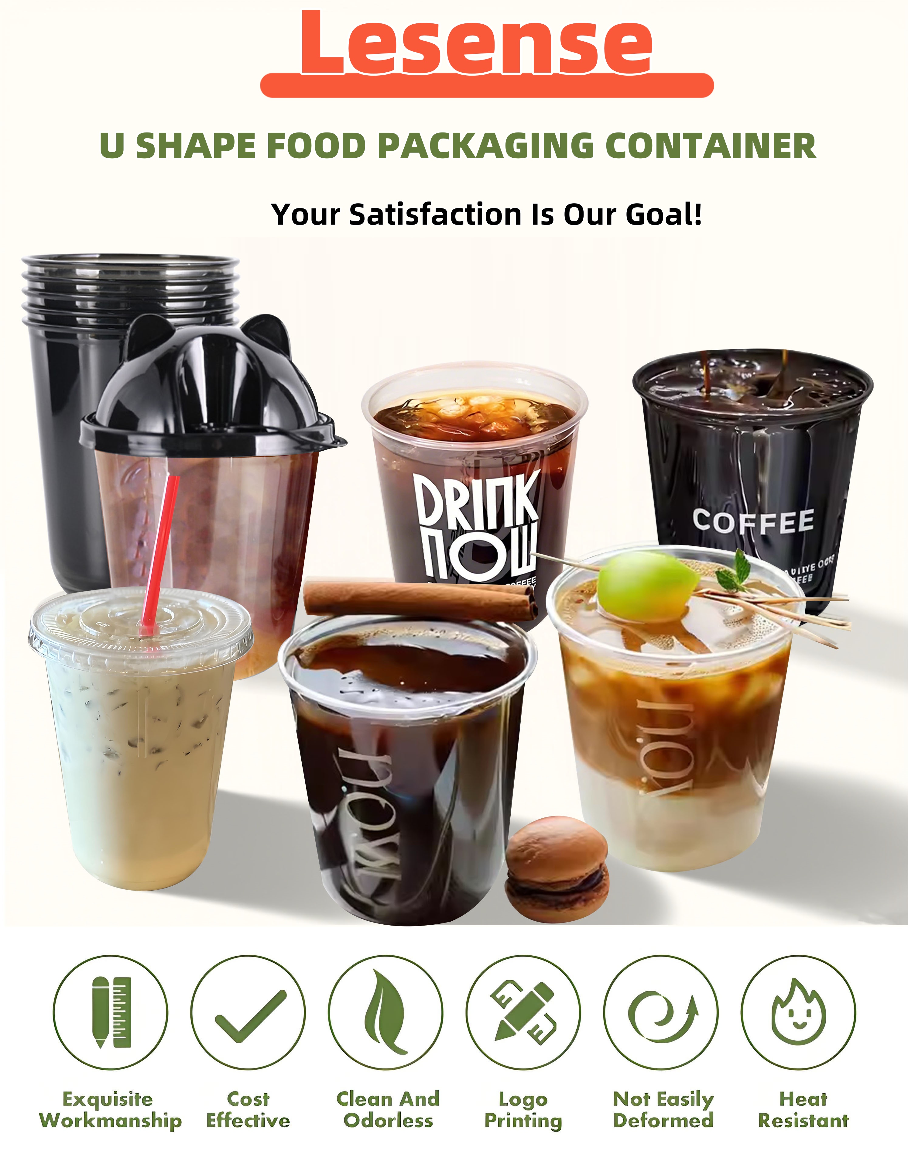 Factory Custom Printing logo Disposable Plastic Cups Soft clear Bubble Boba Tea Plastic Cup with Lid