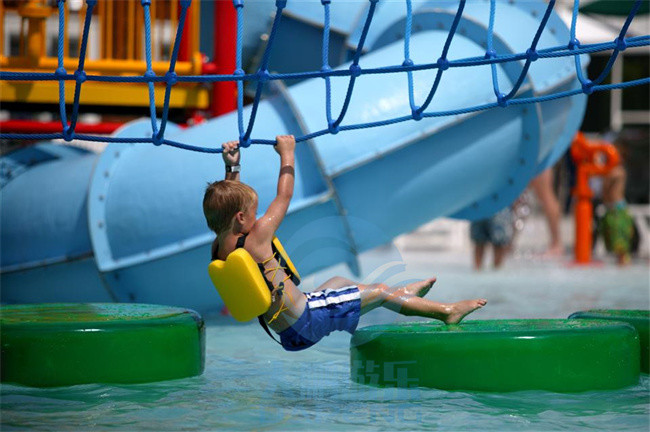Water Park Lazy River And Swimming Pool Floating Bridge With Climbing Net