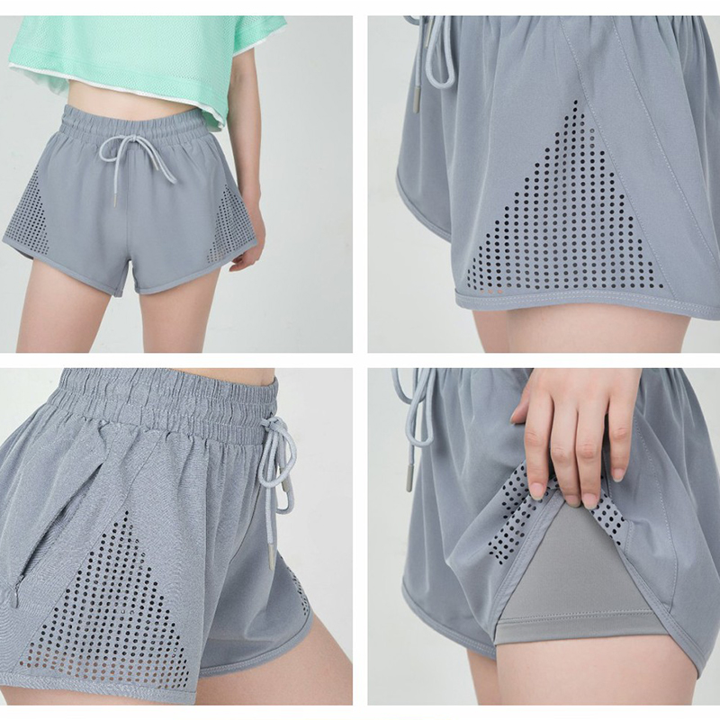Oem Factory Manufacturer Custom Logo Summer Women'S Exercise Youth Double-Layer Fitness Quick Dry Shorts