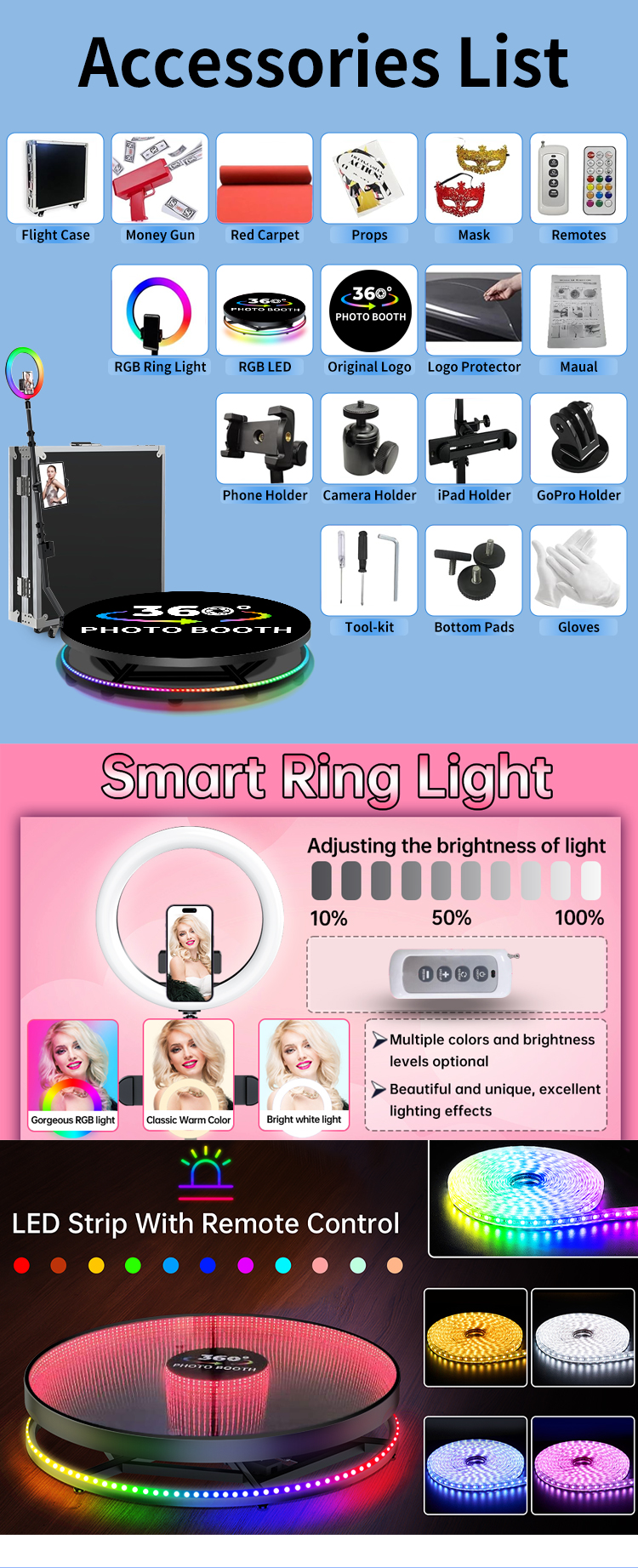 2023 SKY 360 Overhead Top Spinner Portable Photo Booth 4M Compact and Portable Design