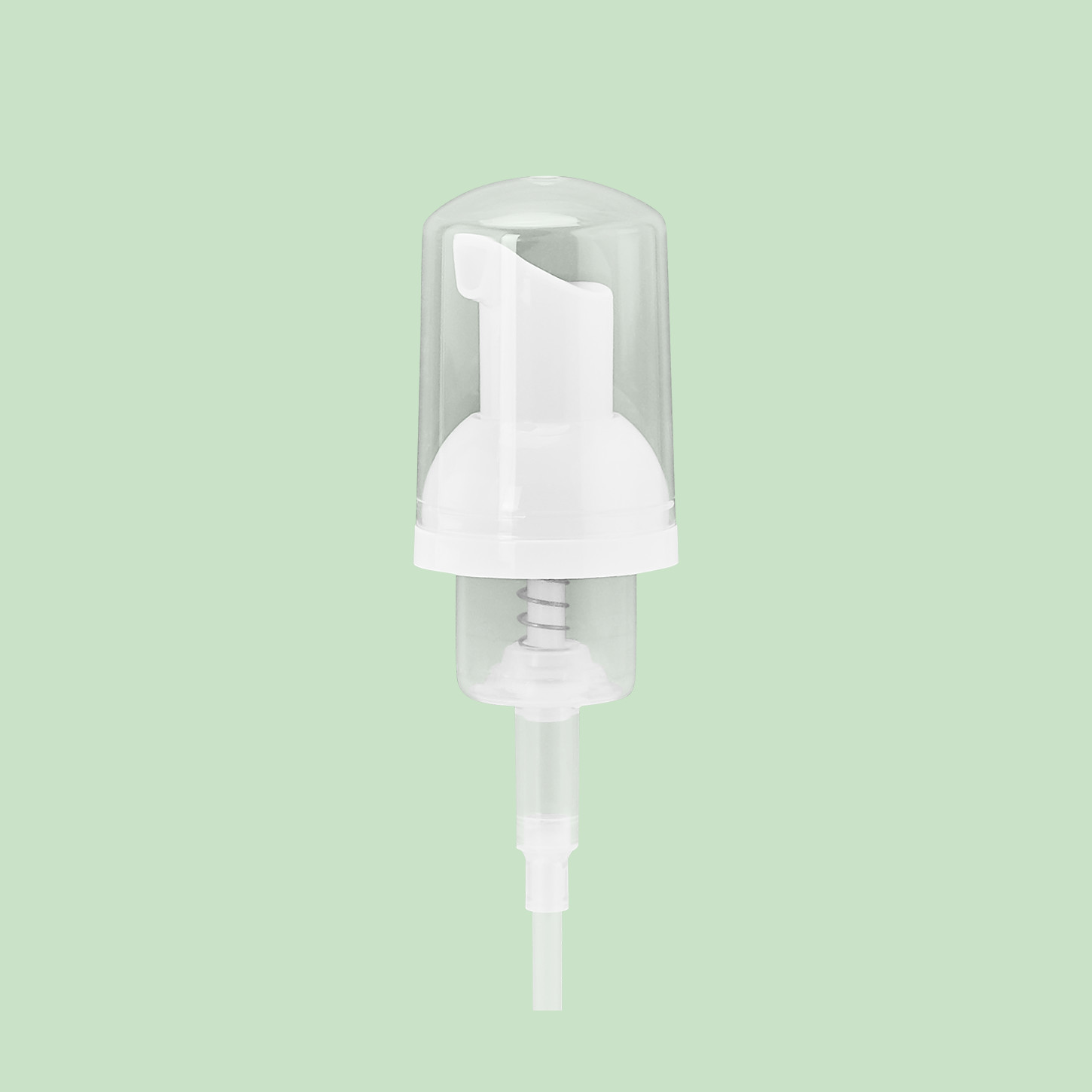 Smooth 30mm Foam Pump With 0.4 CC Output Custom Color Clear Overcap For Dispensing Foam