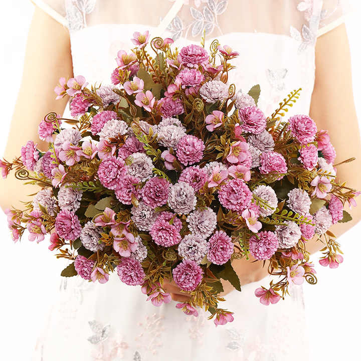 Simulation Silver Dusty Rose Wedding Decoration Christmas Party Rose Flores Gold Artificial Silk Flowers Bouquet