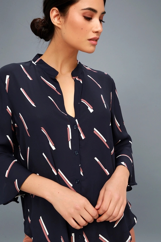 Modesty V Neck Fashion Black Women Top With Plunging Neckline
