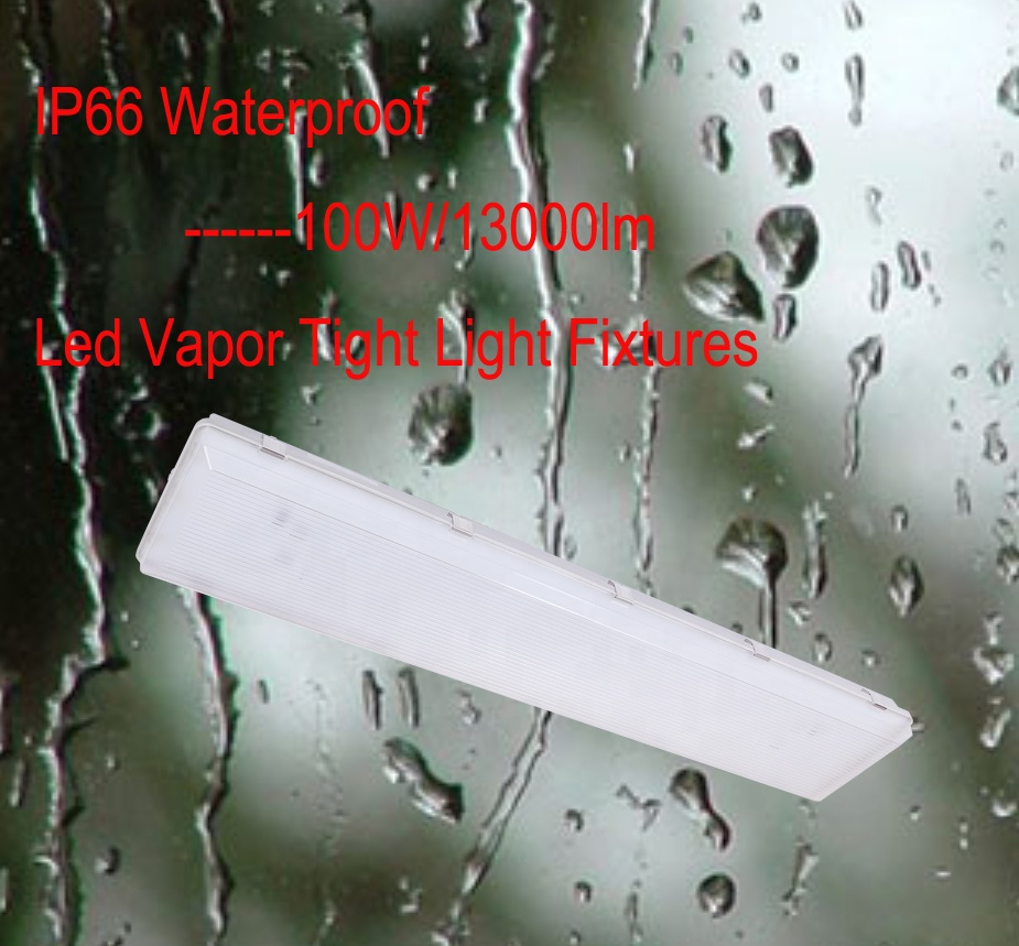 100W 3500K 4FT LED Vapor Tight Light Fixture with Transparent Polycarbonate Diffuser