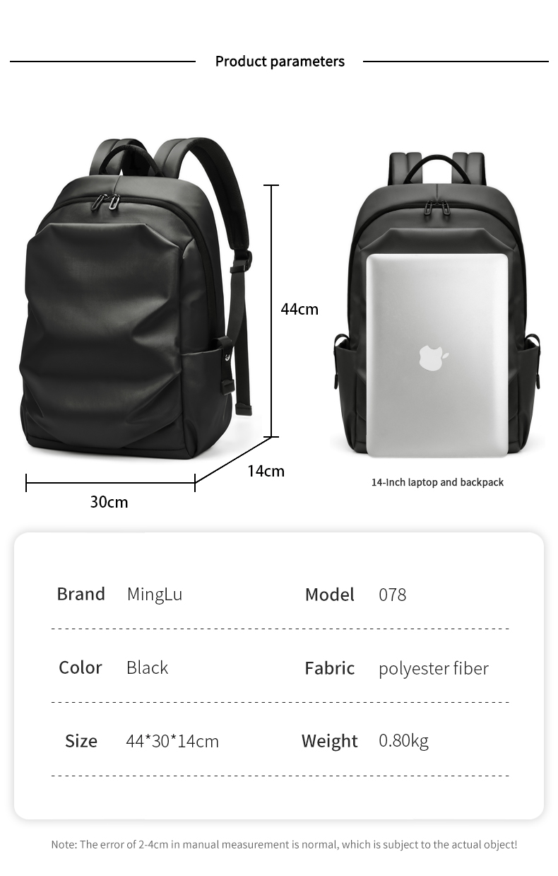 New fashion lightweight back pack college commute waterproof school bags men travel laptop backpack