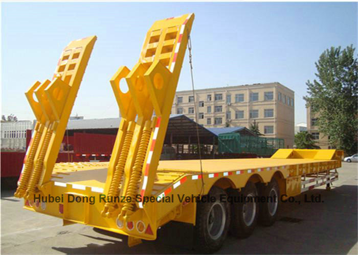 Heavy Duty 80t Lowboy Truck Trailer Low Bed Trailer with Ladder 3 Axles 60ton