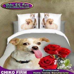 China Soft Pure Polyester Cute Animal Dog Queen Size 3D Bedding Sets wholesale
