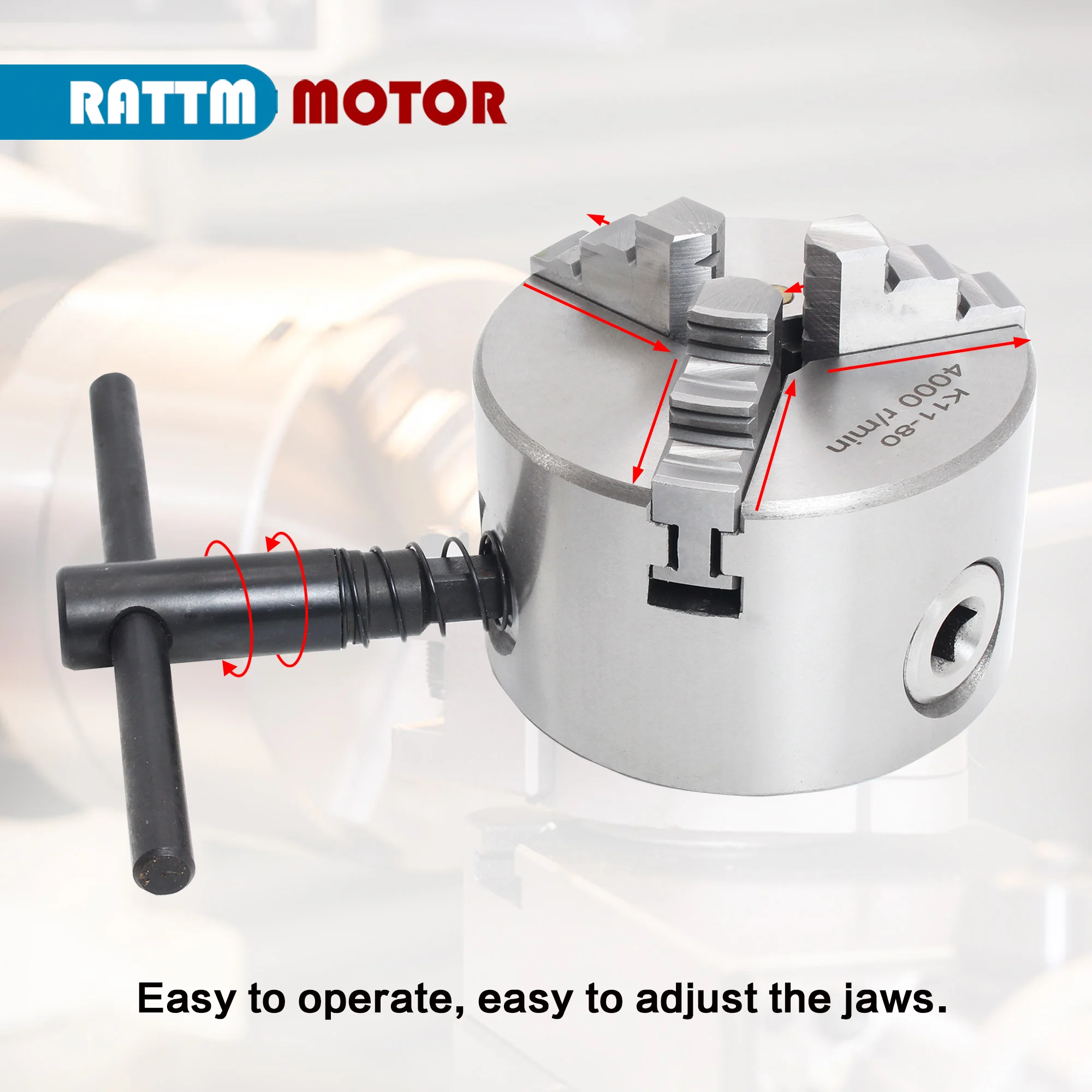 3 Jaw Mechanical CNC Lathe Chuck Self Centering K11 80mm 100mm Manual