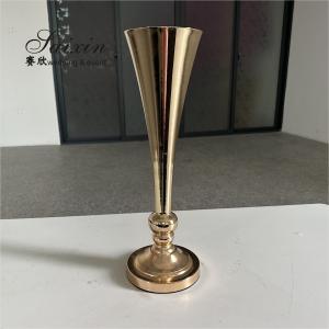 China Events Wedding Art Decoration Vase Gold Metal Trumpet Vases Party wholesale