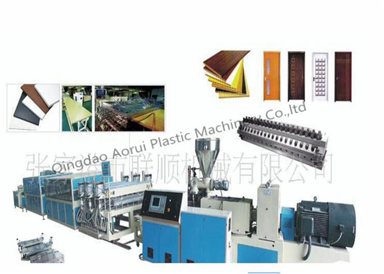 PVC Plastic Profile Production Line With Twin Screw Extruder , PVC WPC Window Plastic Profile Extrusion Line