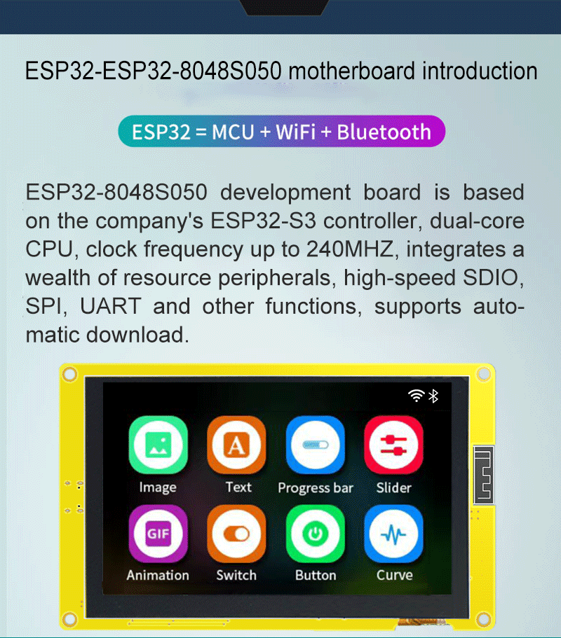 5.0 Inch Esp32 Tft Lcd Display HMI Arduino Tft Module IPS LVGL WIFI Bluetooth