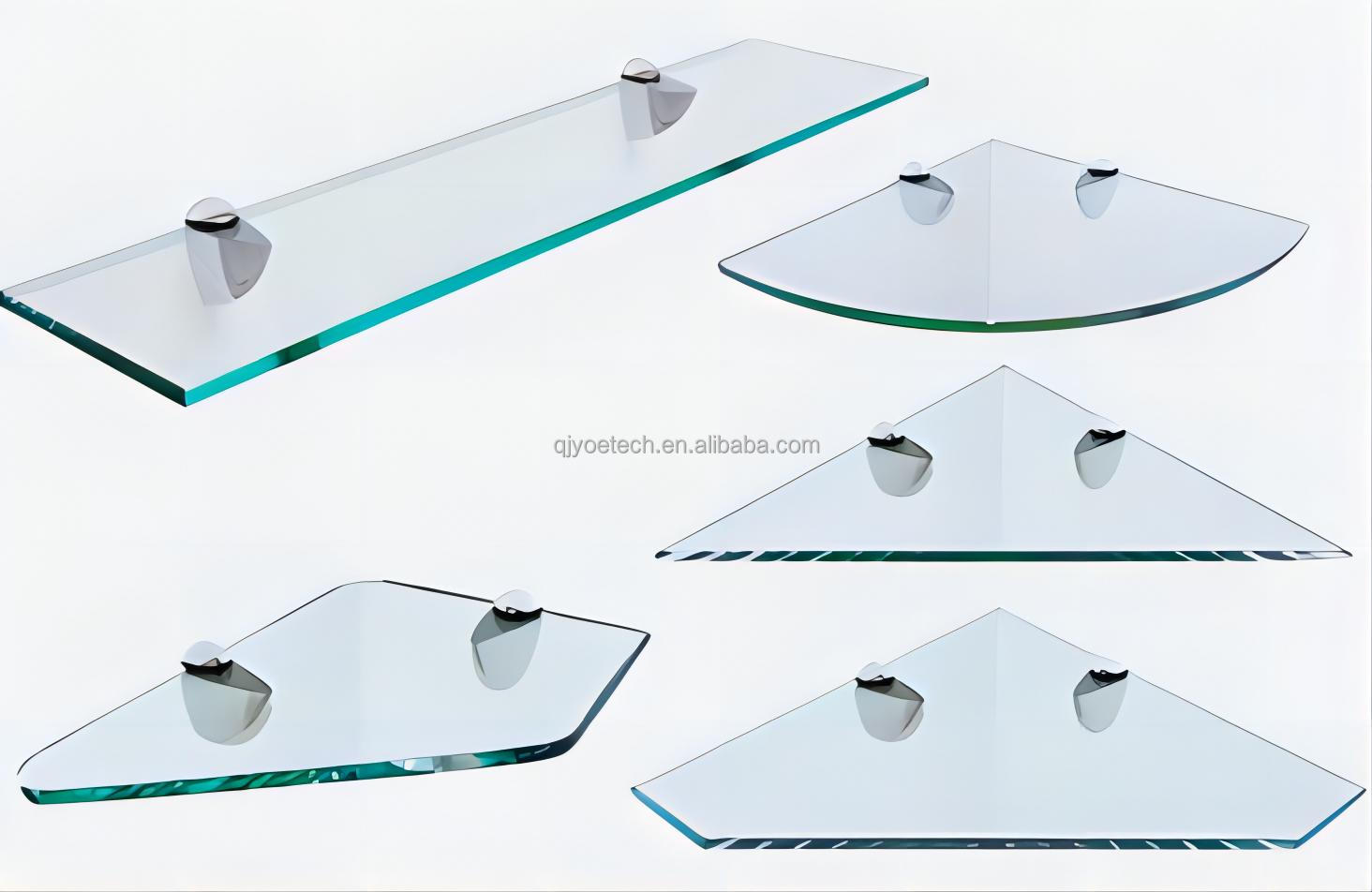 Clear Flat Tempered Glass Shelf for Bathroom Wall Mounted and Interior Decoration