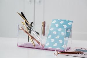 China Purple Glitter Clear 9x4x4&quot; Aesthetic Desk Organizer wholesale