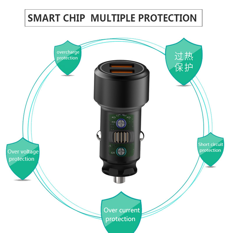 FQC18-1 Dual QC3.0 USB CAR CHARGER Universal Compatible USB CAR CHARGER for all electronics cheap price