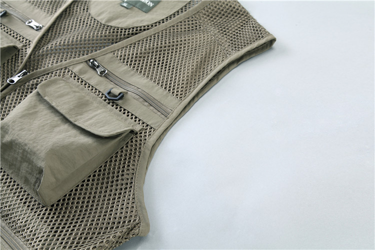Summer Designer Casual Biker Multi-pocket Mesh Utility Breathable Sleeveless Fishing Plus Size Men's Vests & Waistcoats