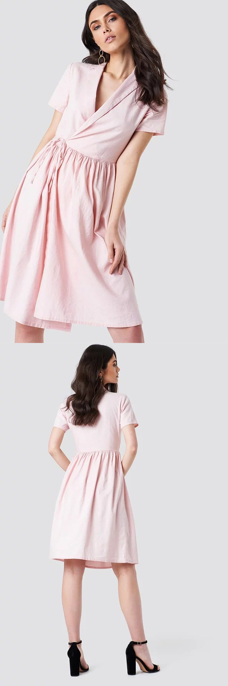 2018 New Arrivals Women Overlapped Midi Dress