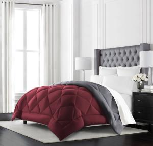 China Red Grey Bicolour Microfiber Duvet Set Queen Size Soft Durable 80gsm 90gsm wholesale