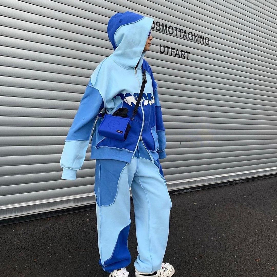 Color Block Contrast Reverse Stitch Pullover Sweatpants and Hoodie Set Sustainable