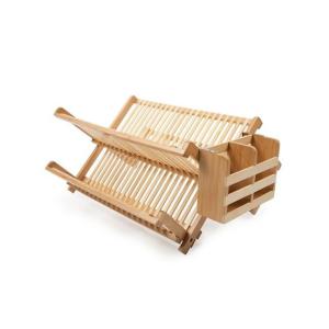 China Wood Color Bamboo Kitchen Rack , Bamboo Dish Rack With Utensil Holder wholesale