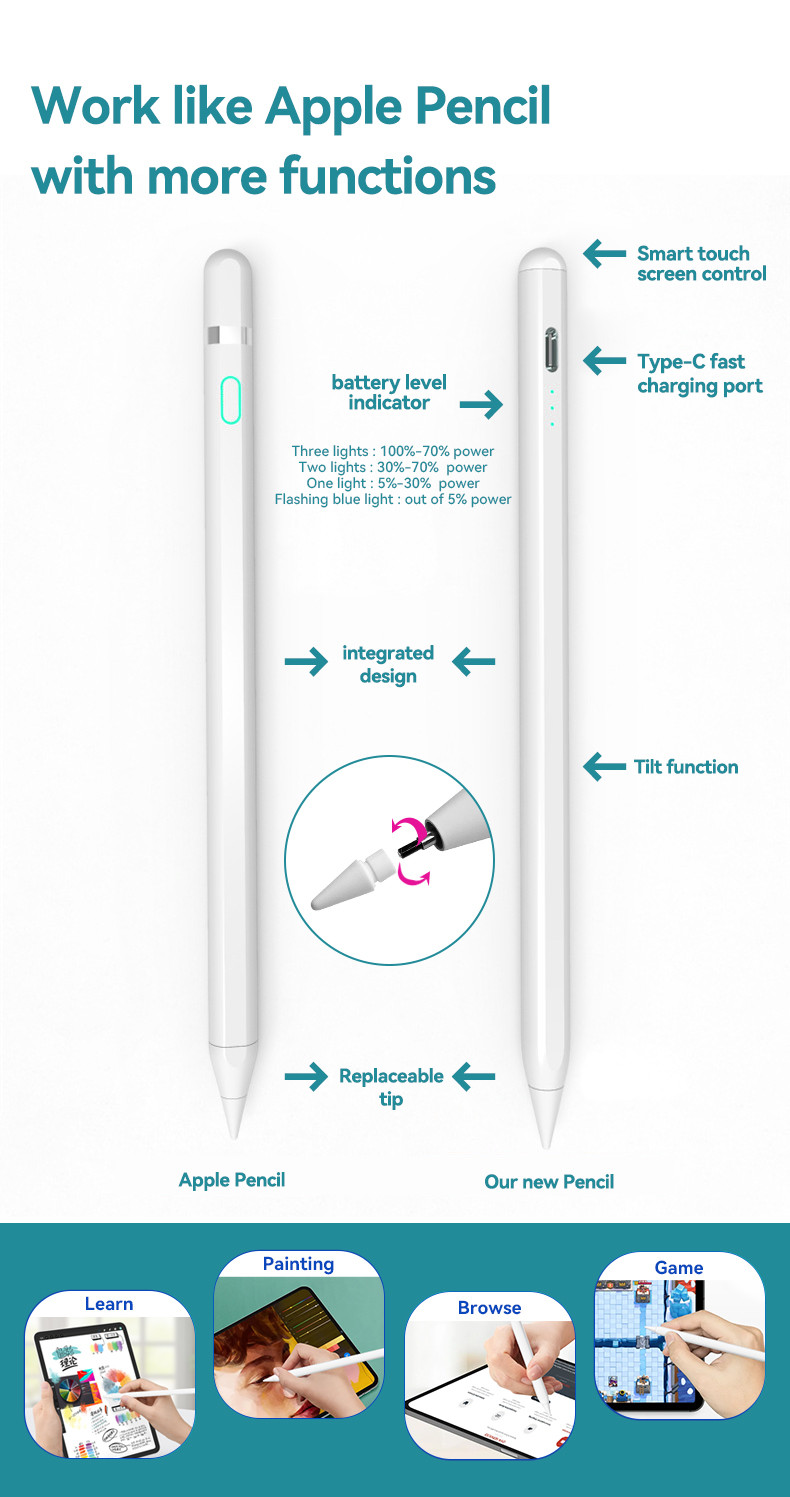 Painted Aluminum Stylus Pen For Ipad 0.9cm Diameter Bluetooth Connection