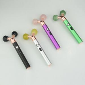 China 3D Massage Face Jade Rollers With Ball Vibrating Length 160mm wholesale