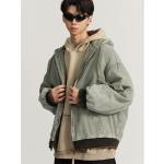 Custom Logo Winter Vintage Fashion Men's Oversized Quilted Cotton Hoodie Jacket