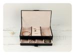 SGS Leather Ring Jewelry Packaging Boxes Drawe Black Color 19.1*14.2*7.3cm
