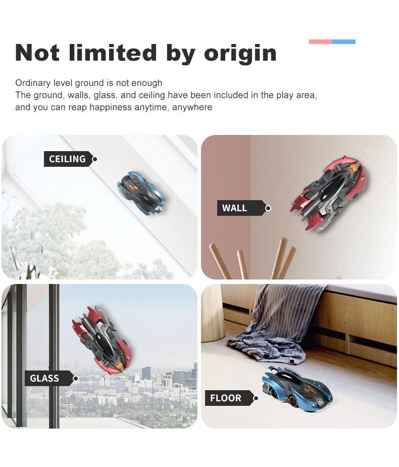 Adsorption Remote Control Toy Car Rechargeable Climbing Stunt Car 50M Remote Distance