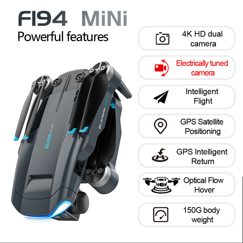 Foldable Mini Drone F194 with GPS and Dual Camera Aerial Photography Remote Control Aircraft