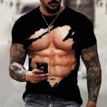 Muscle Men T Shirt Abs 3D Printing Personality Short Sleeve Summer Top