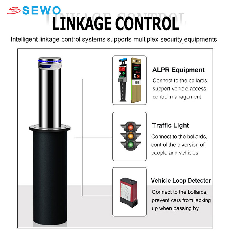 Stainless Steel Automatic Retractable Bollard for Buried Structure 800mm Height and 6mm Cylinder Thickness